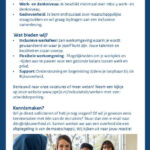 Achterzijde van de Flyer Banenafspraak Rijksoverheid. De tekst verwijst ook naar de website van Organisatie en Personeel Rijk over werken met een arbeidsbeperking.